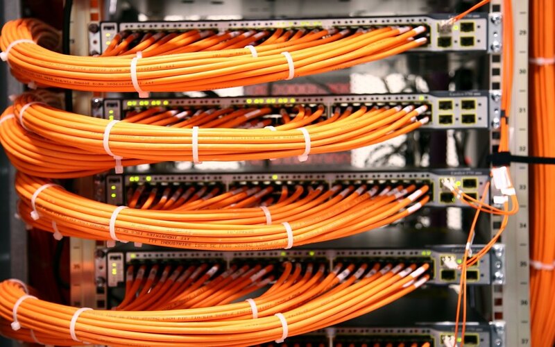 Server Rack with Cables — Orange