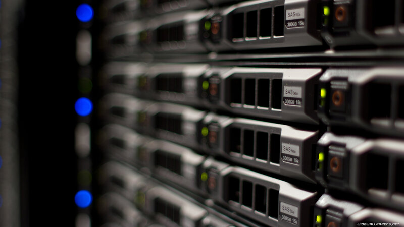 Server Rack with Hard Drives
