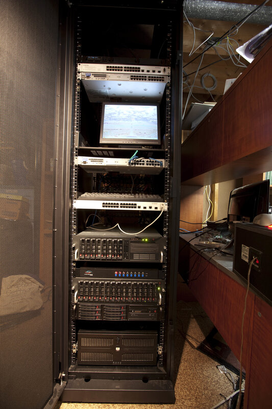 server rack with network equipment