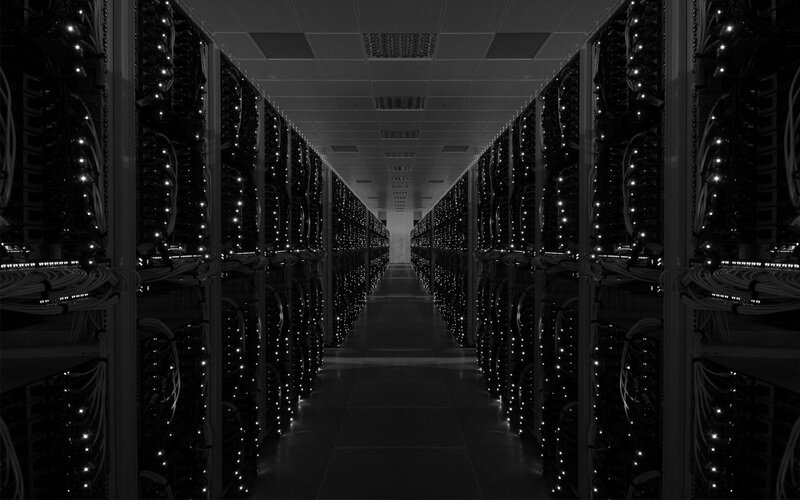 Server Racks in Data Center — Black, Dark, Photograph