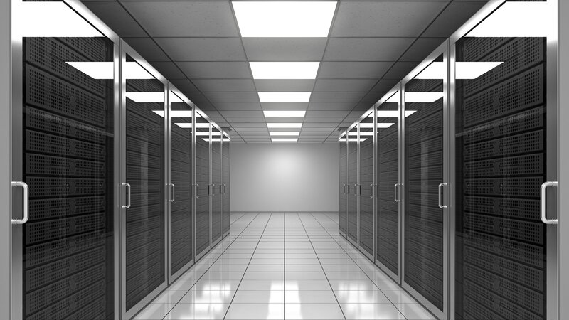 Server Racks in Data Center — Black, Neutral