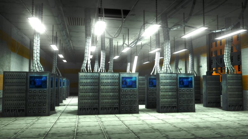 Server Racks in Data Center — Gray, Industrial