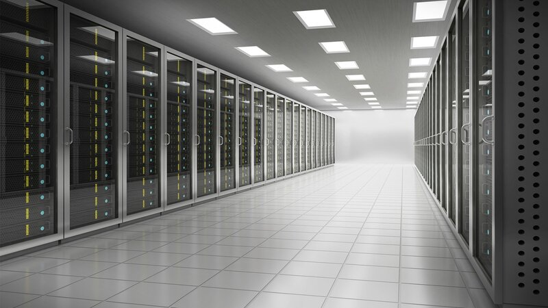 Server Racks in Data Center — White, Neutral, 3d Render, Floor