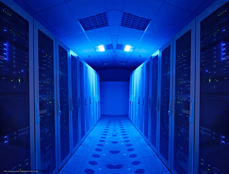 server room with blue lighting