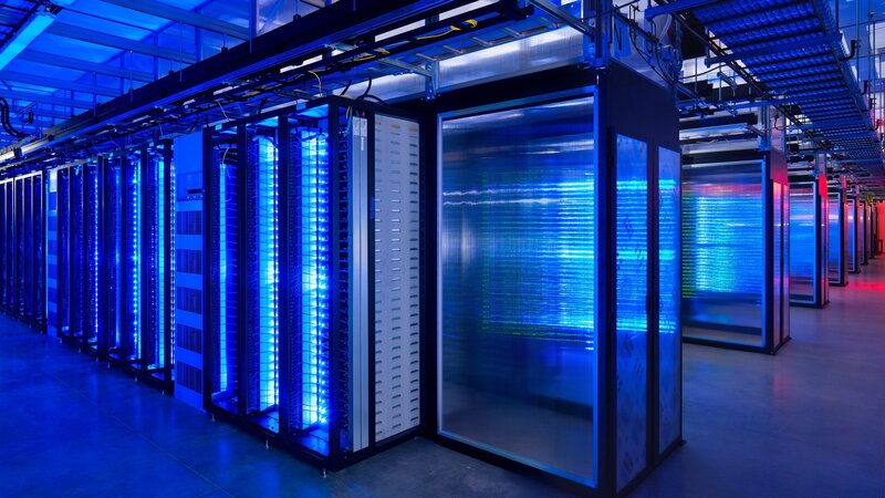 server room with blue lights