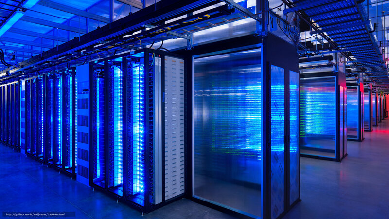 server room with blue lights
