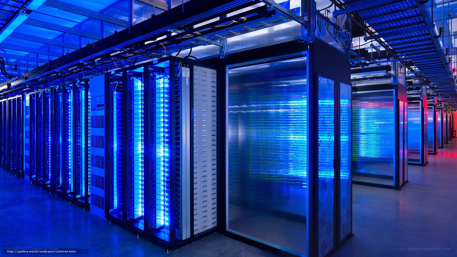 server room with blue lights
