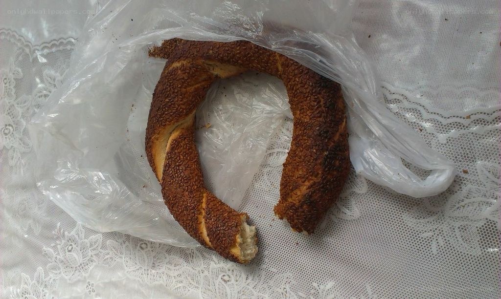 Sesame bagel in plastic
