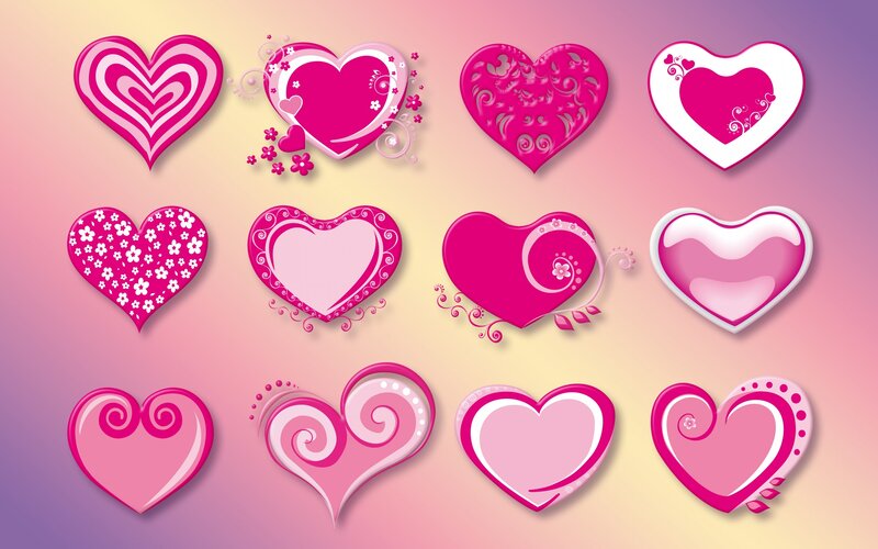 Set of Pink Heart Icons