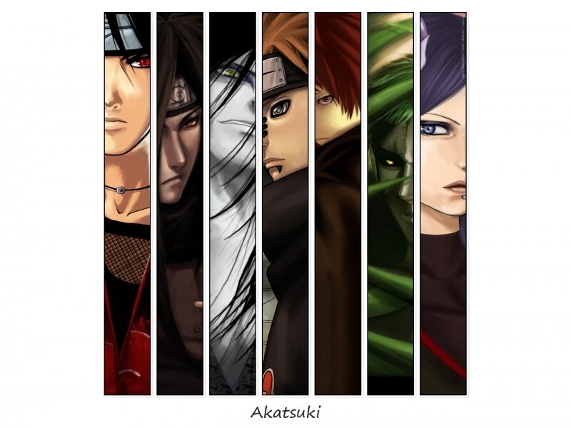 Seven Anime Characters — Black, Dramatic, Manga, Ninja Headbands