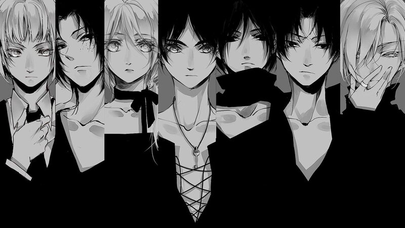 Seven Anime Characters — Black, Dramatic, Manga