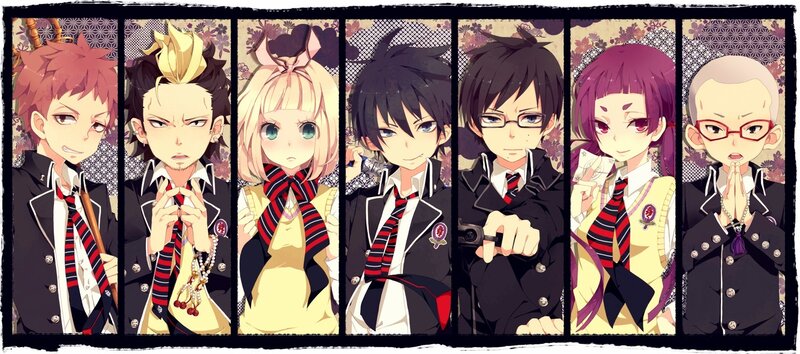 Seven Anime Characters — Black, Dramatic