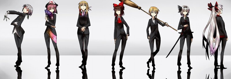 Seven Anime Characters — Black, Neutral, Suits