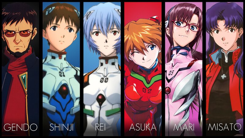 Seven Anime Characters — Blue, Dramatic, Mechs