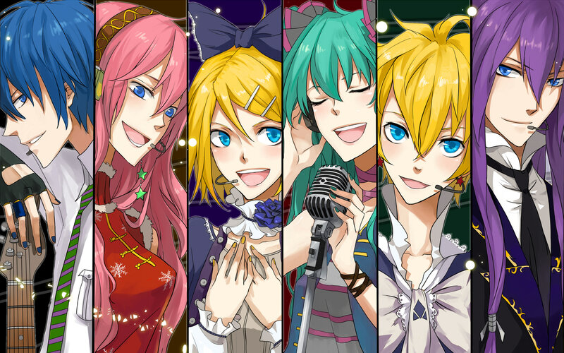 Seven Anime Characters — Blue, Festive