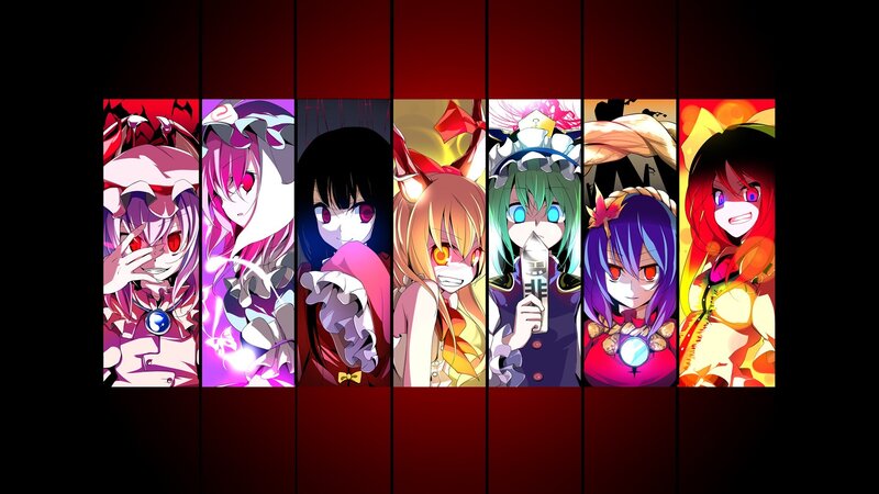 Seven Anime Characters — Red, Dramatic
