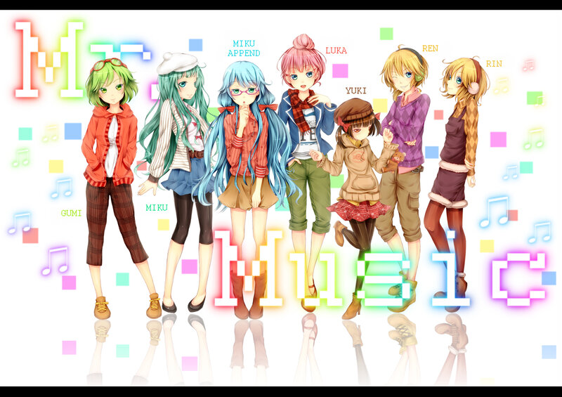 Seven Anime Characters — White, Playful