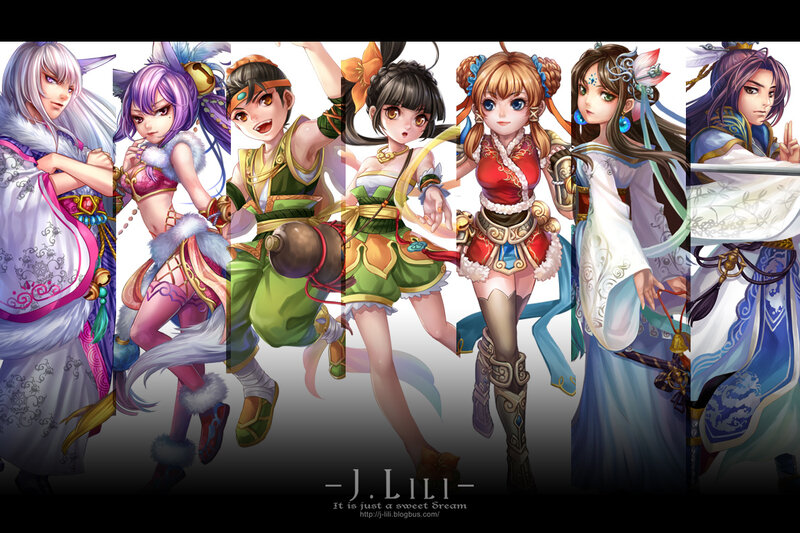 Seven Anime Characters — White