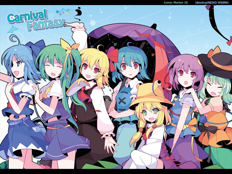Seven Anime Girls — Blue, Cheerful