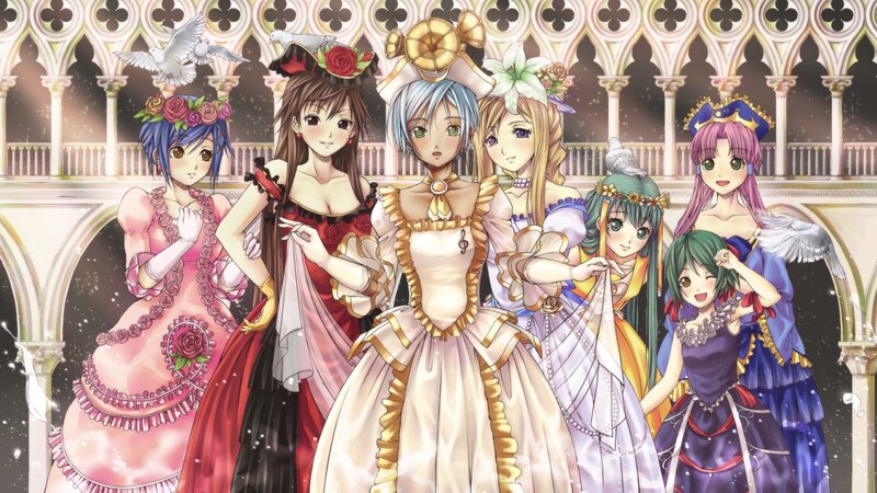 Seven Anime Girls in Dresses