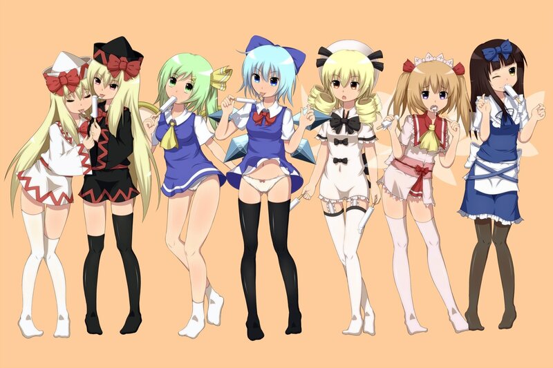 Seven Anime Girls in Maid Outfits — Blue