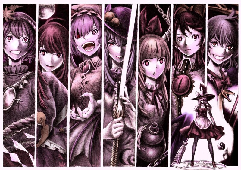 Seven Anime Girls in Panels — Purple