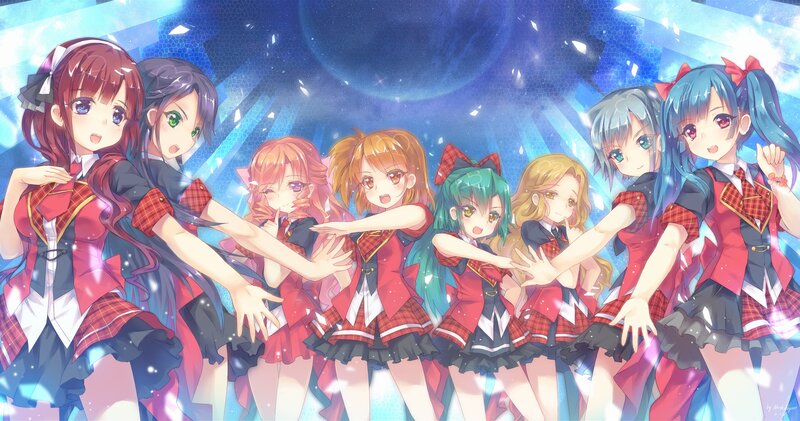 Seven Anime Girls in Uniforms — Blue