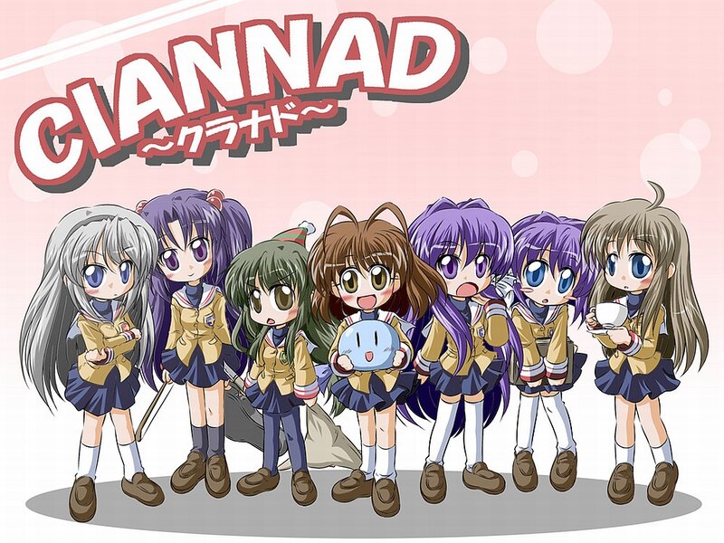 Seven Anime Girls in Uniforms — Pink