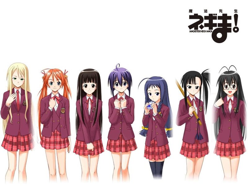 Seven Anime Girls in Uniforms — Purple