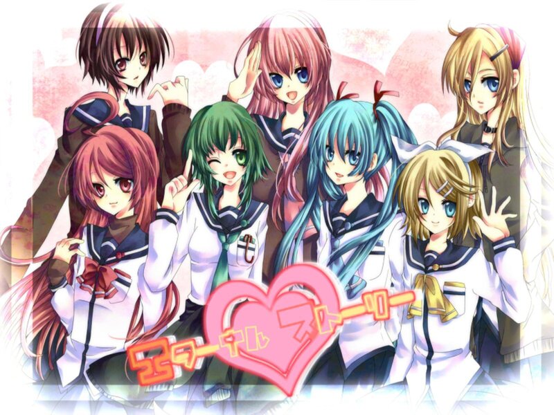 Seven Anime Girls in Uniforms
