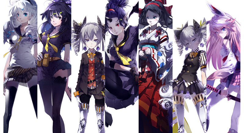 Seven Anime Girls — Purple, Dramatic