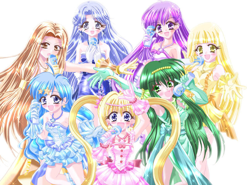 Seven Anime Girls Singing — Blue, Joyful