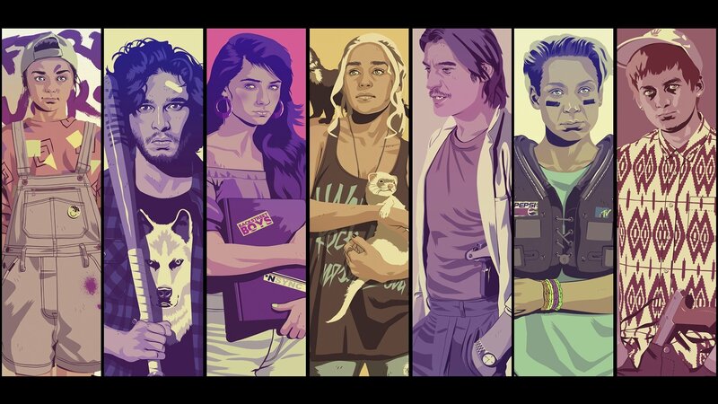 Seven Characters in Panels