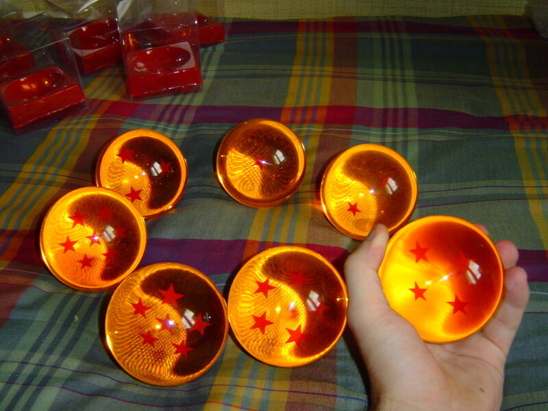 Seven Dragon Balls on plaid cloth