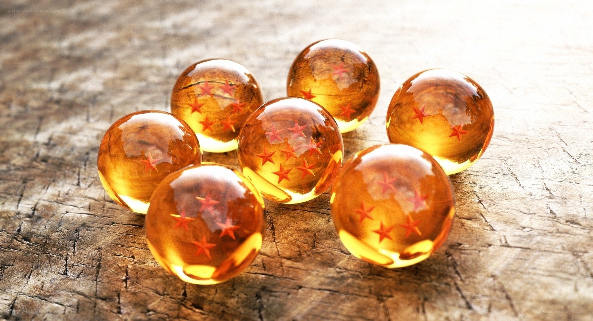 seven dragon balls on wood