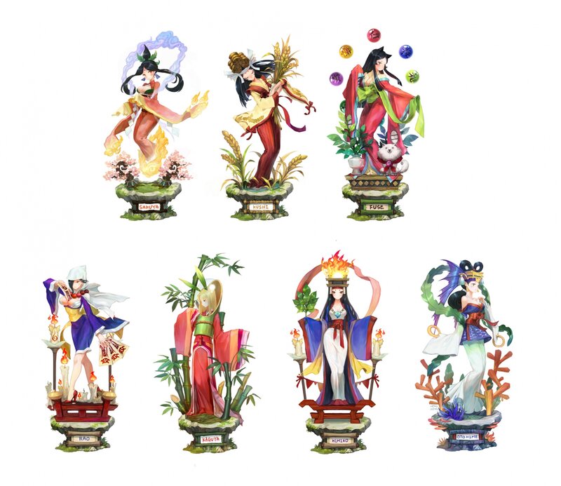 Seven Female Characters — Red