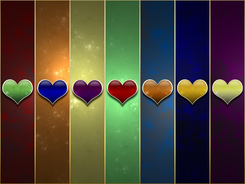 Seven Hearts on Colored Stripes
