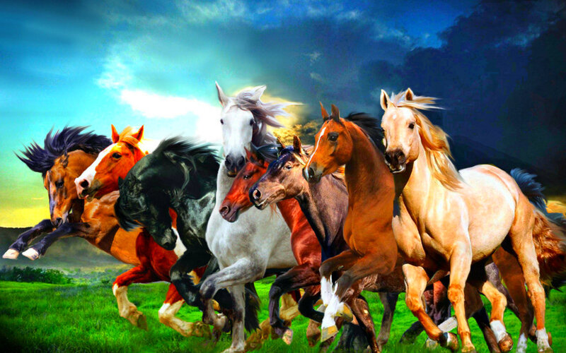 Seven Horses Running — Green
