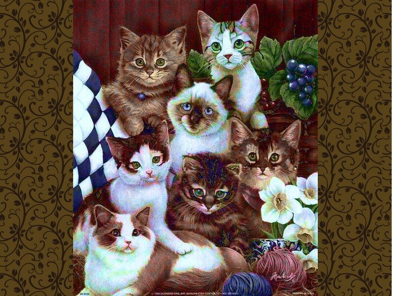 Seven Kittens in Basket