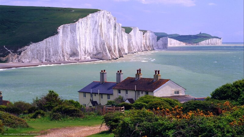 Seven Sisters cliffs and coastal village