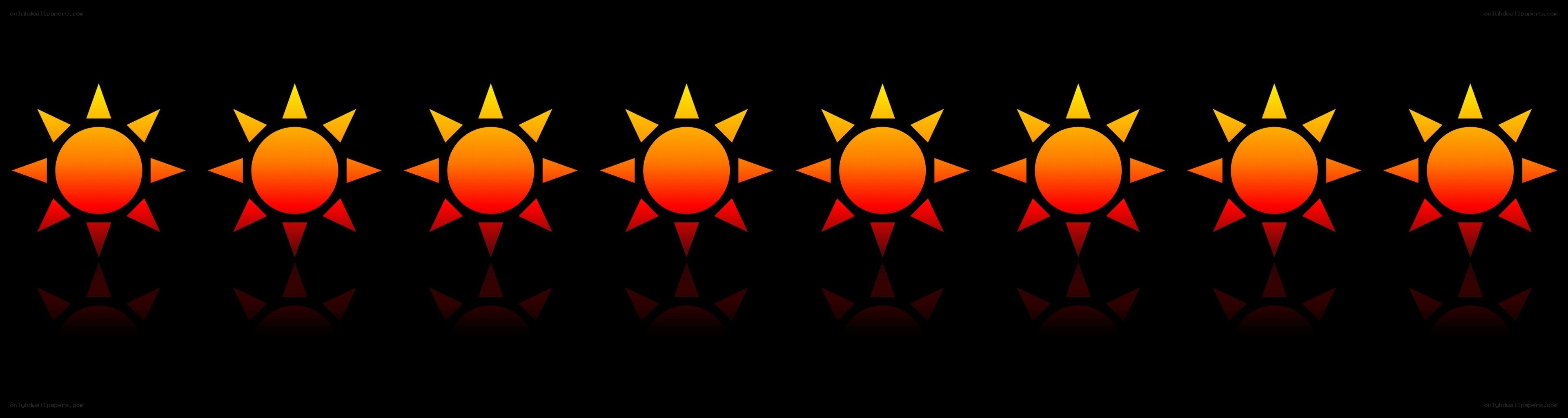 seven sun icons in a row