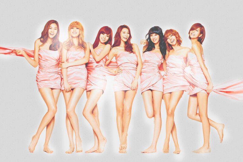 seven women in pink dresses