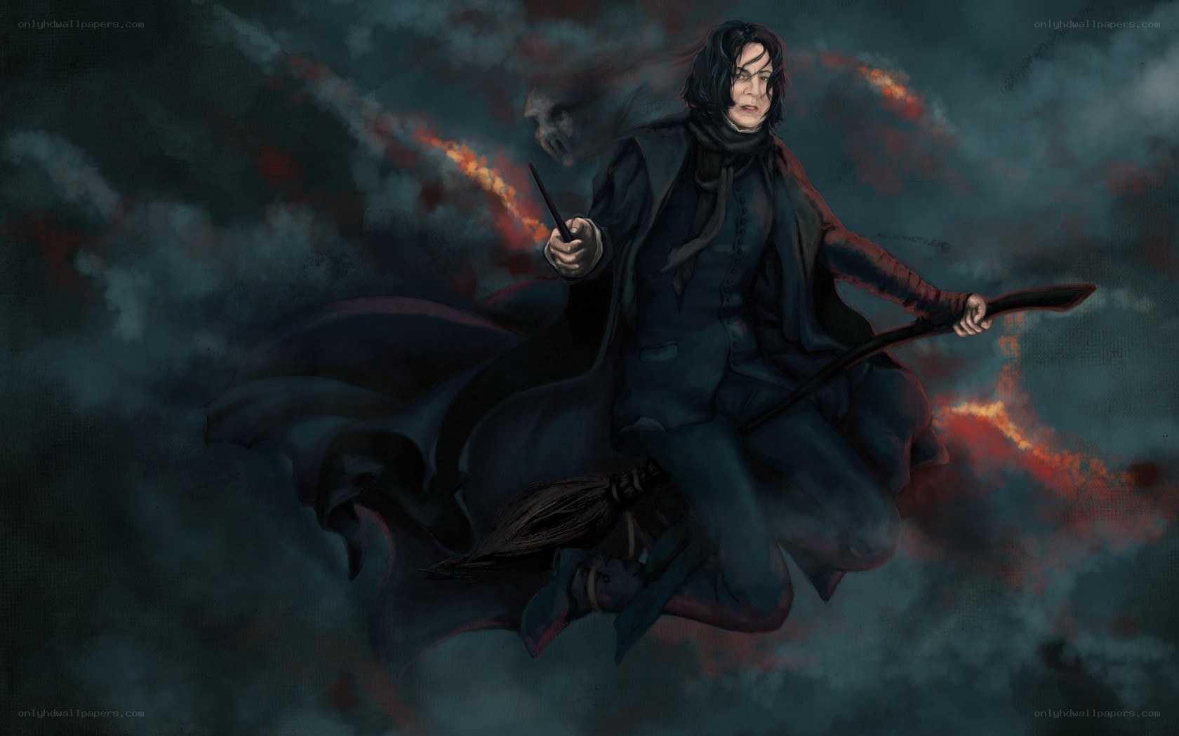Severus Snape on a broomstick