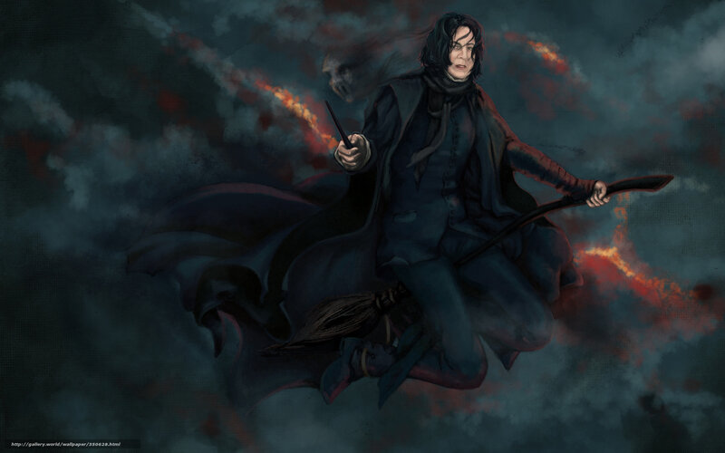 Severus Snape on a broomstick