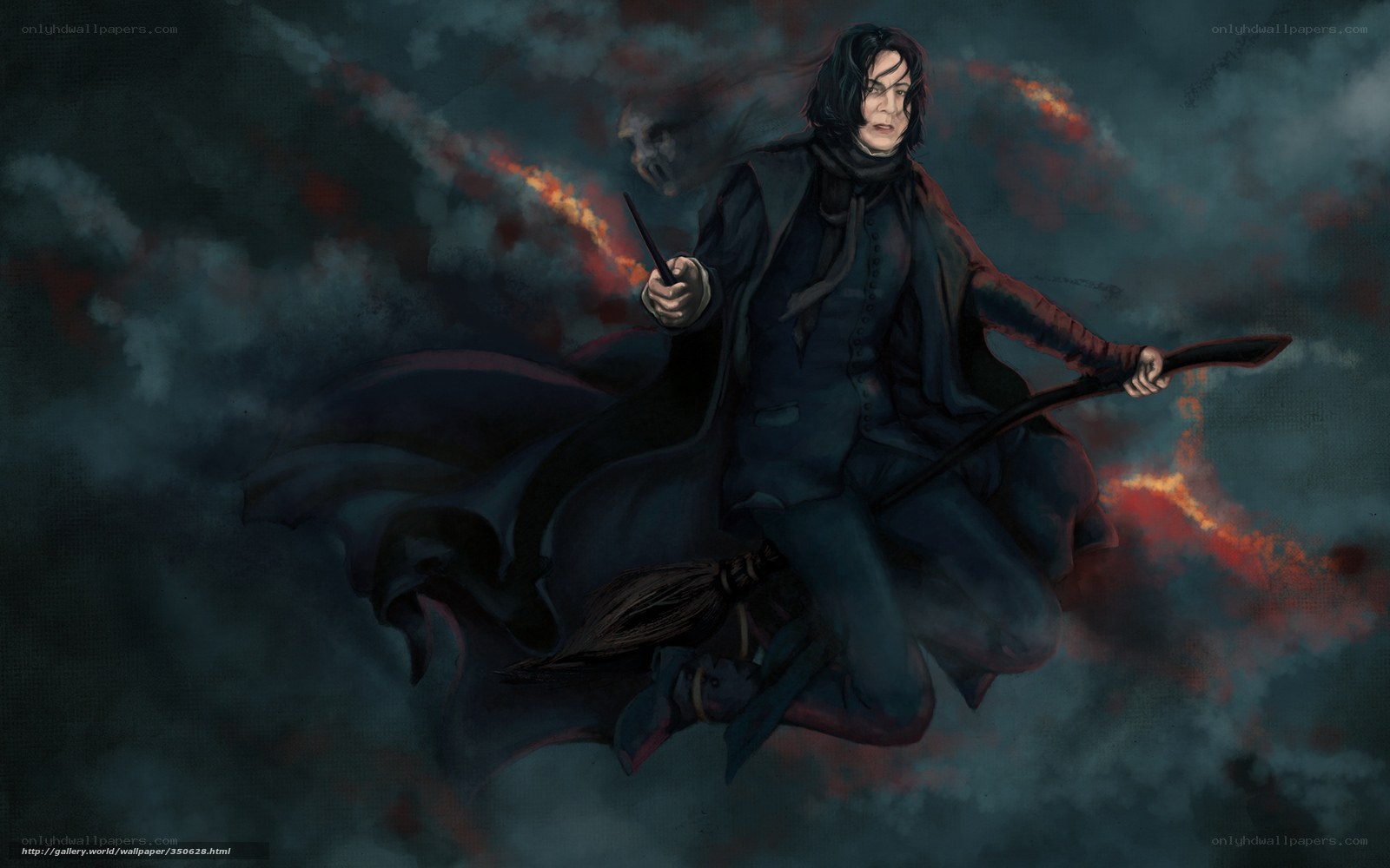 Severus Snape on a broomstick