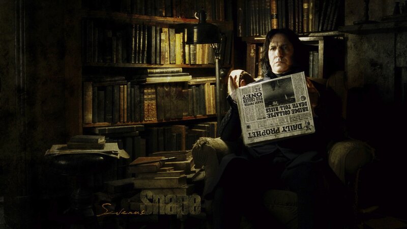 Severus Snape reading newspaper