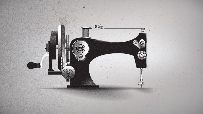 Sewing Machine Illustration — Black