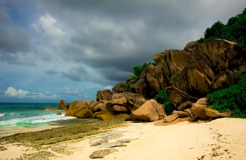 Seychelles beach with granite rocks