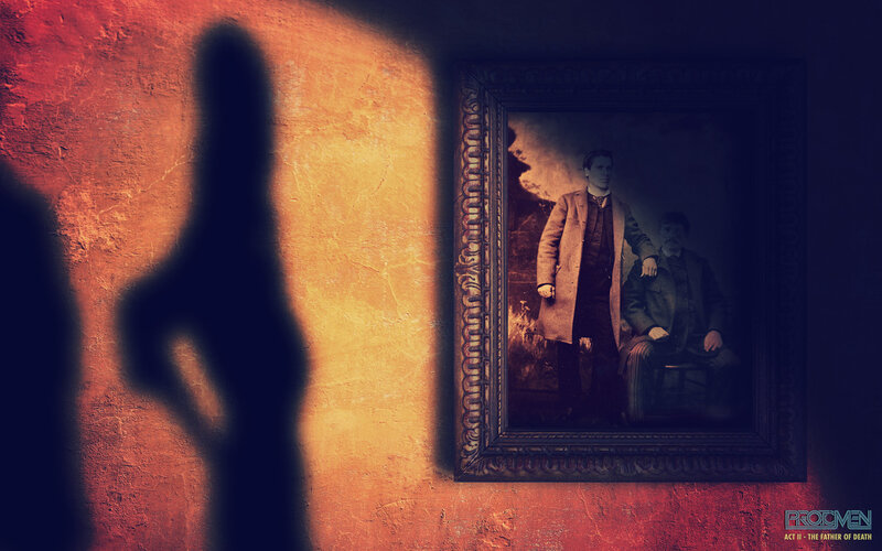 Shadow and portrait on a wall