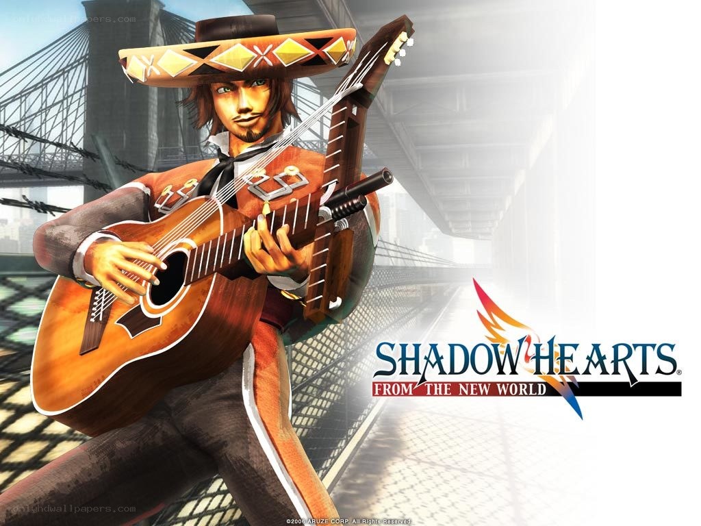 Shadow Hearts character with guitar